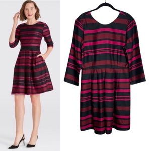 Draper James Cabernet Striped Silk Evening Dress 12